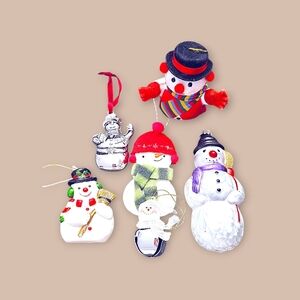 Vintage Krebs Handblown Glass Regent Square Silver Hallmark Snowman Ornaments